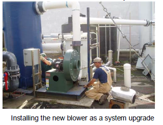 image of worker installing blower