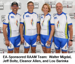 EA-Sponsored RAAM Team from left to right including Walter Migdal, Jeff Boltz, Eleanor Allen, and Lou Barinka