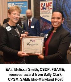 EA Recognized by SAME Mid-Maryland Post as Small Business Sustaining Member of the Year