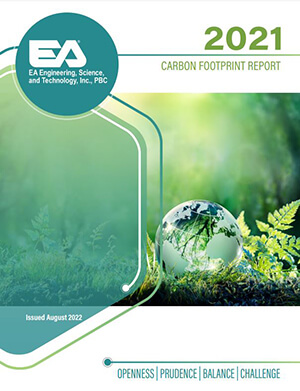 An image of the cover of EA’s 2021 Carbon Footprint Report that for the first time includes Scope 3 GHG Emissions.