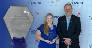 Laura Jo Oakes is recognized with the CWEA President’s Award at the Tri-Association Conference.
