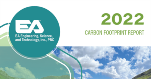 An image of the cover of EA’s 2022 Carbon Footprint Report, which documents GHG emissions, sources, and carbon offsets.