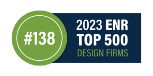 Graphic showing 2023 ENR Top 500 Design Firms Ranking of 138