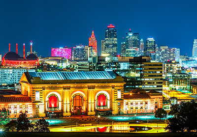 Nighttime skyline of Kansas City