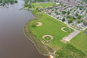 Aerial photograph of shoreline along Inverness Park