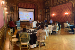Image of students being taught by STEM leaders.