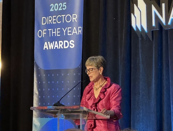 Martha Clark Goss speaks after accepting the Lifetime Achievement in Governance Award
